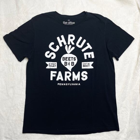 THE OFFICE TV Show Schrute Farms Black Graphic T-Shirt by Ripple Junction Large - Picture 2 of 5